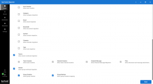 Teams & Channels options